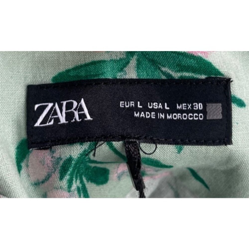 Zara Linen Floral Midi Dress L NWT Easter Bloomcore Dainty Coquette Babydoll - Picture 7 of 10